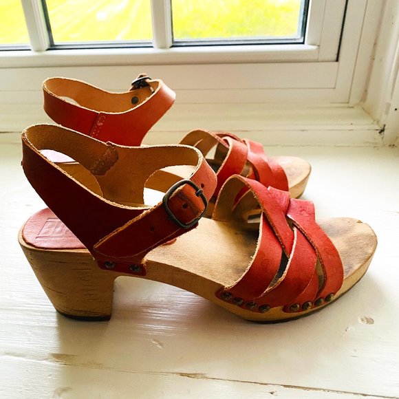 Bosabo Shoes - Bosabo classic wooden clog sandal, pink leather